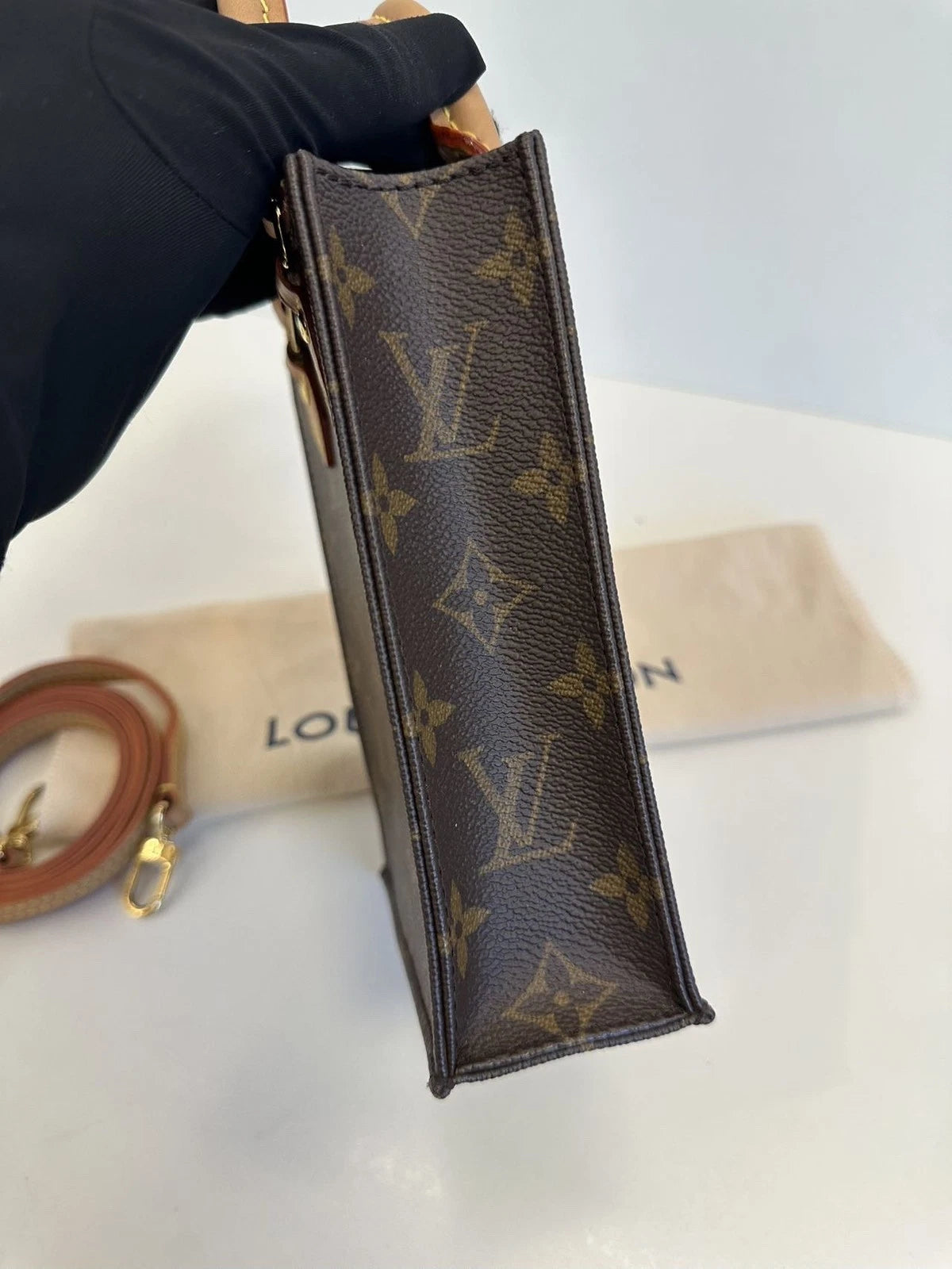 Louis Vuitton Tote Mini Monogram Top Handle Crossbody Bag Brown Women Classic