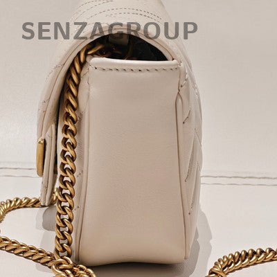 Gucci Marmont Mini White Gold Chain Shoulder Crossbody Bag