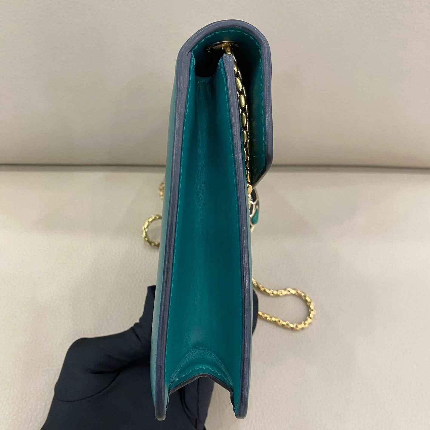 Bvlgari Small Green Serpenti Chain Shoulder Bag For Women