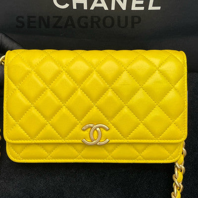 Chanel 22S WOC Yellow Quilted Gold Hardware Shoulder Crossbody Bag