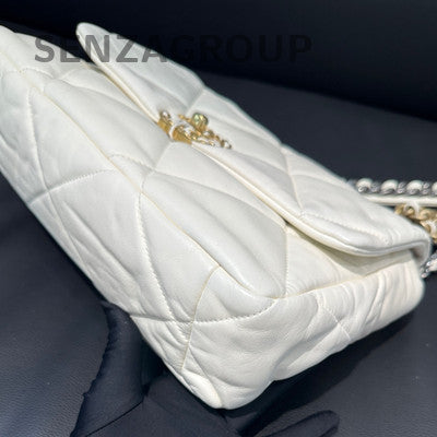 Chanel 19 Bag Chain Shoulder Crossbody Bag White Gold Women's Classic