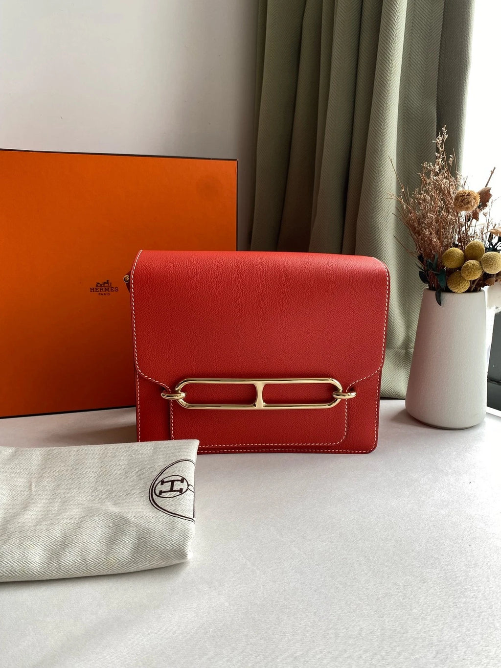 Hermes Roulis23 Tomato Red Shoulder Crossbody Bag For Women