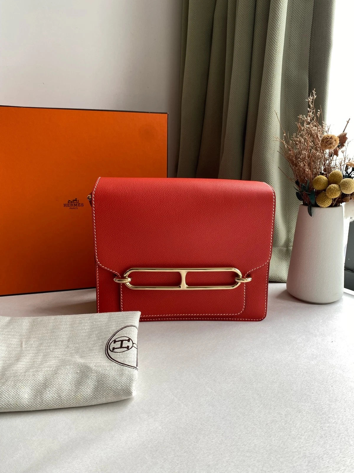 Hermes Roulis23 Tomato Red Shoulder Crossbody Bag For Women