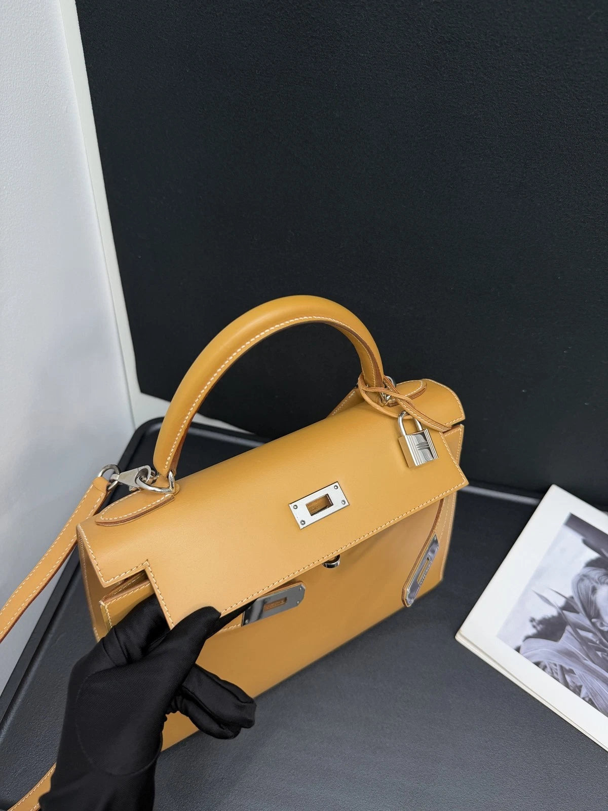 Hermes Kelly28 Top Handle Bag Crossbody Brown Used Women Classic Fashion
