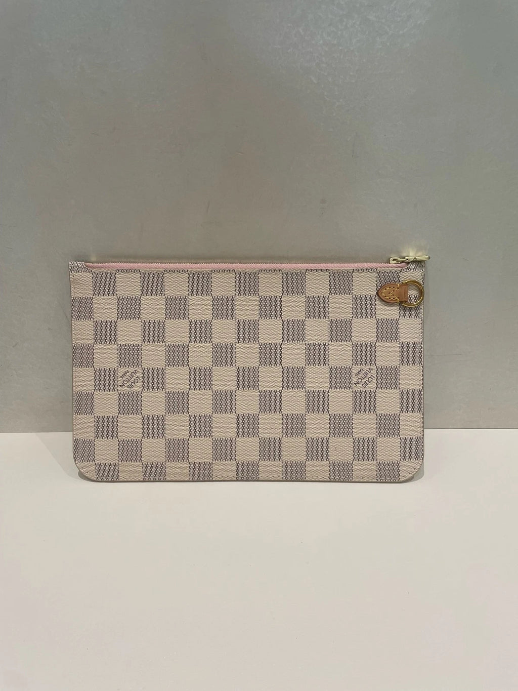 Louis Vuitton Damier Azur Zipper Pouch Pink Interior Neverfull Wristlet Clutch