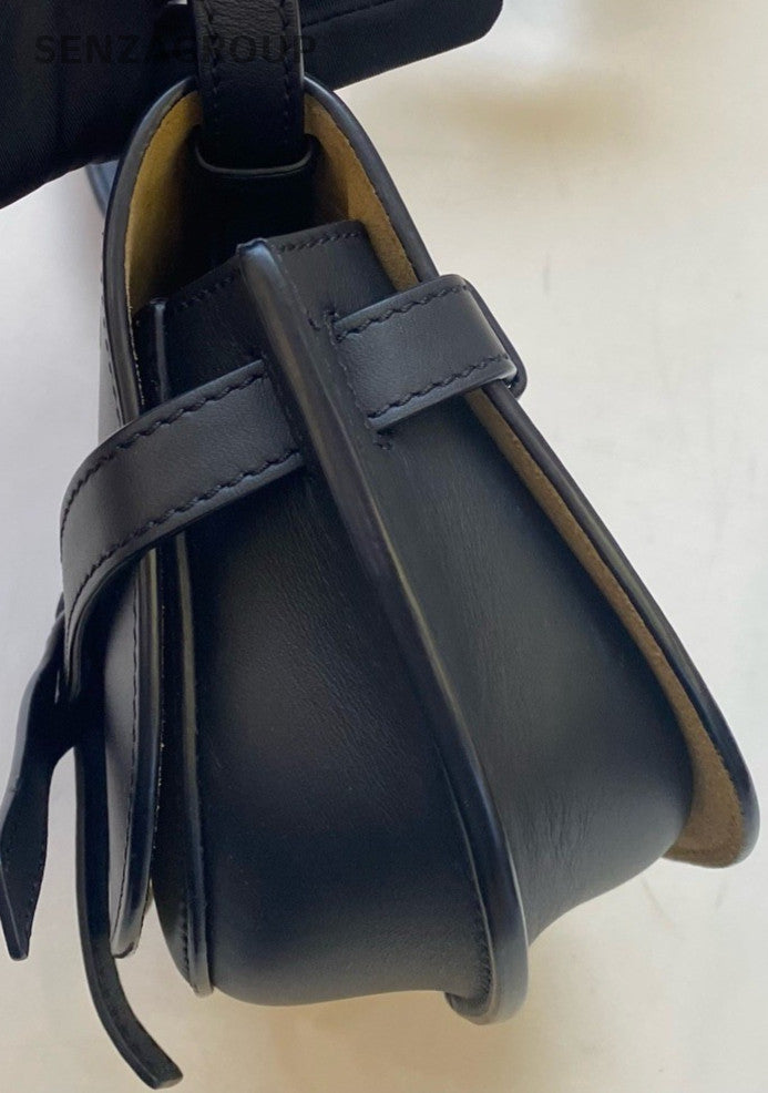 Loewe Gate Mini Saddle Shoulder Bag Black Gold Used Women Classic Designer