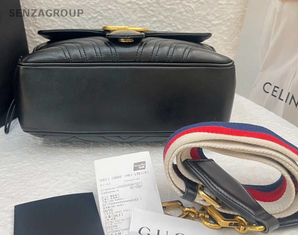 Gucci marmont MM Messenger Top Handle Shoulder Crossbody Bag Black Women