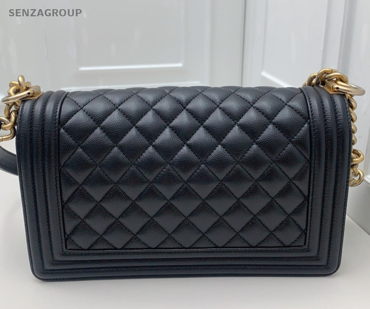 Chanel Leboy MM Chain Diamond Shoulder Bag Black Gold Women Classic Fashion