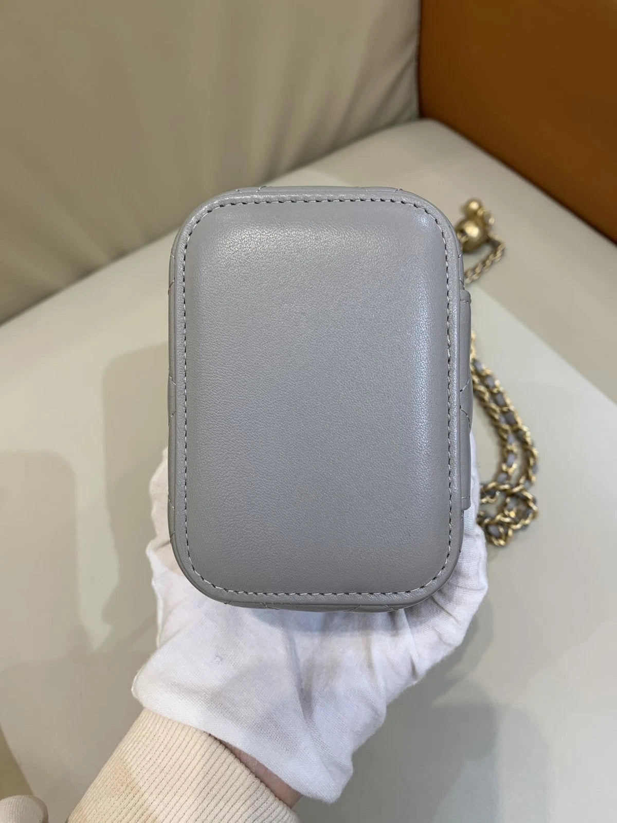 CHANEL Light Gray Gold Ball Box Shoulder Bag For Women