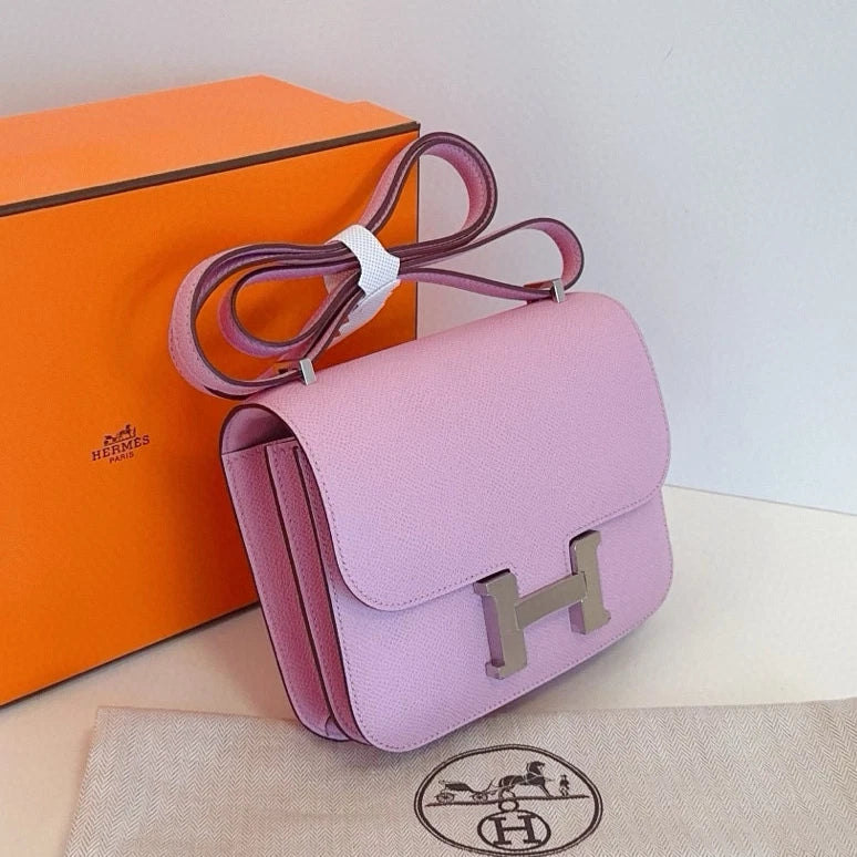 Hermes Constance19 Shoulder Crossbody Purple Silver Women Classic Fashion