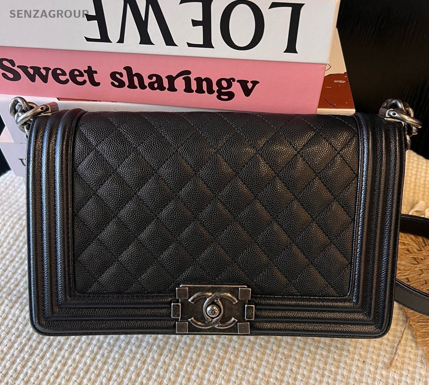 Chanel Leboy Chain Shoulder Bag Crossbody Diamond Black Silver Women Classic