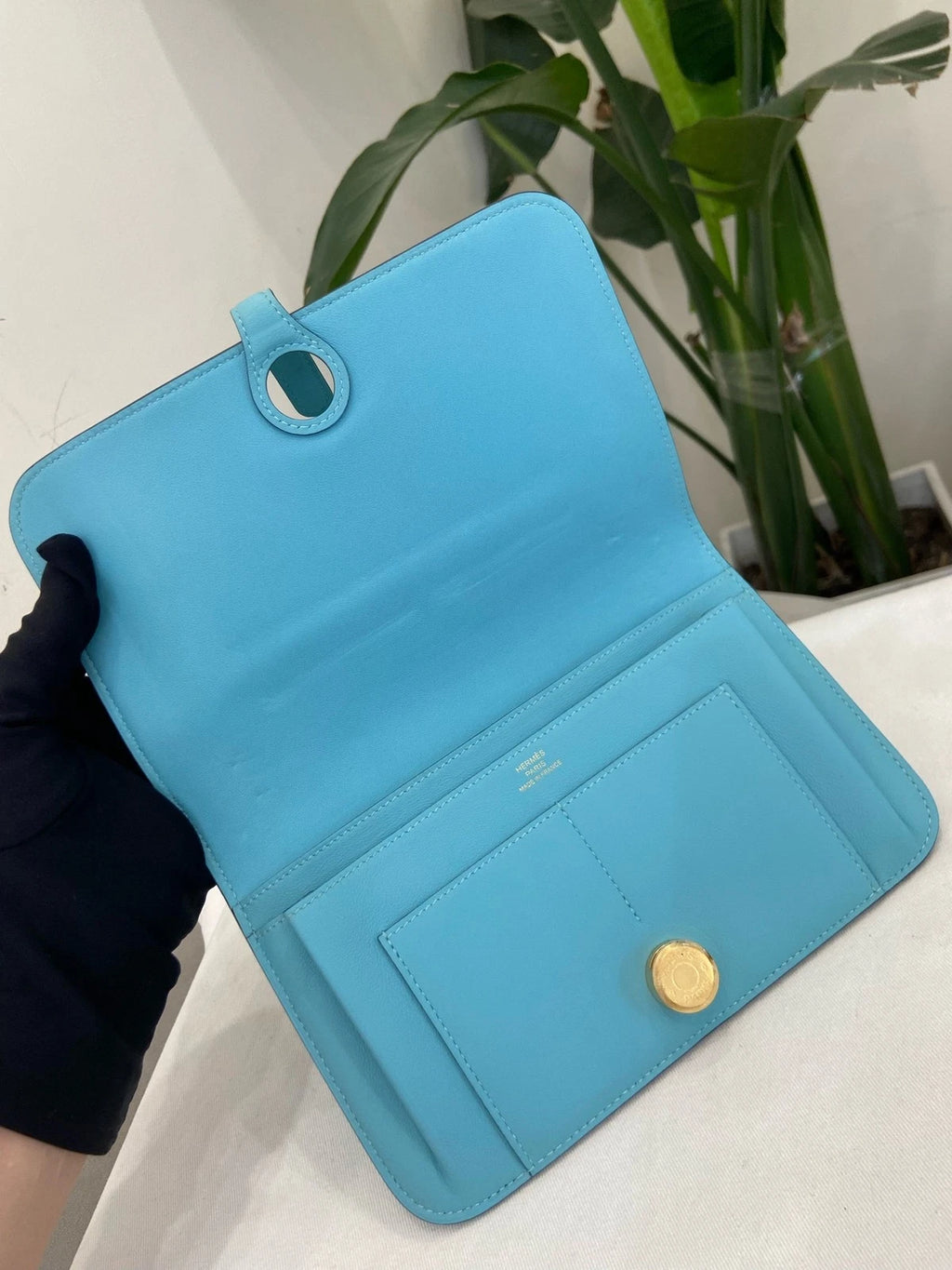 Hermes Dogon Duo Blue Leather Wallet Clutch For Women
