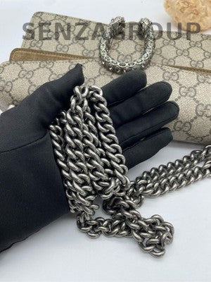 Gucci Dionysus Chain Shoulder Bag Brown Silver Hardware Classic Women