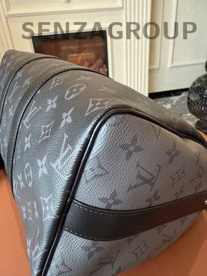Louis Vuitton Keepall 35 Monogram Black Silver Handbag Unisex