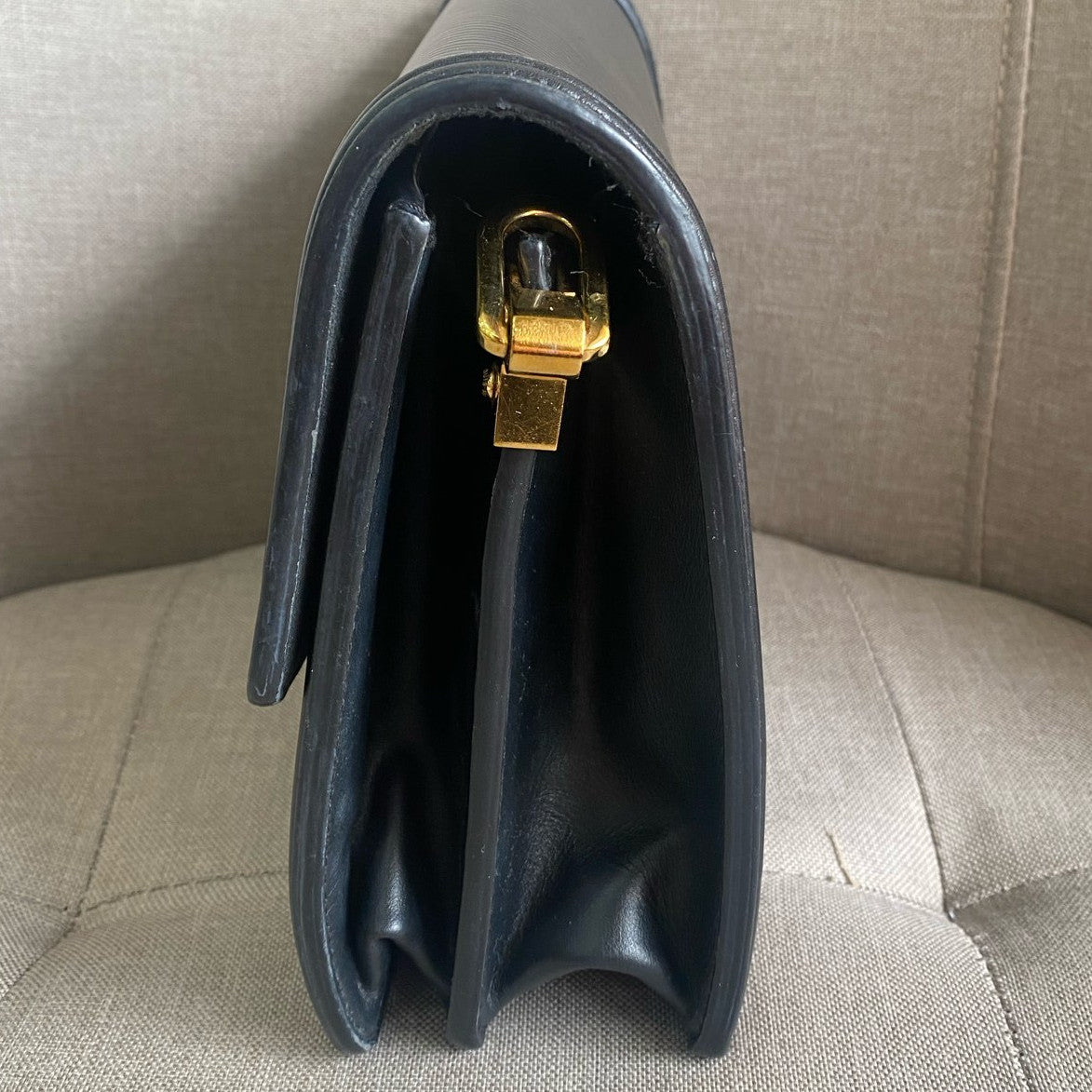 Louis Vuitton Daphne Chevron Medium Chain Shoulder Bag Black Gold