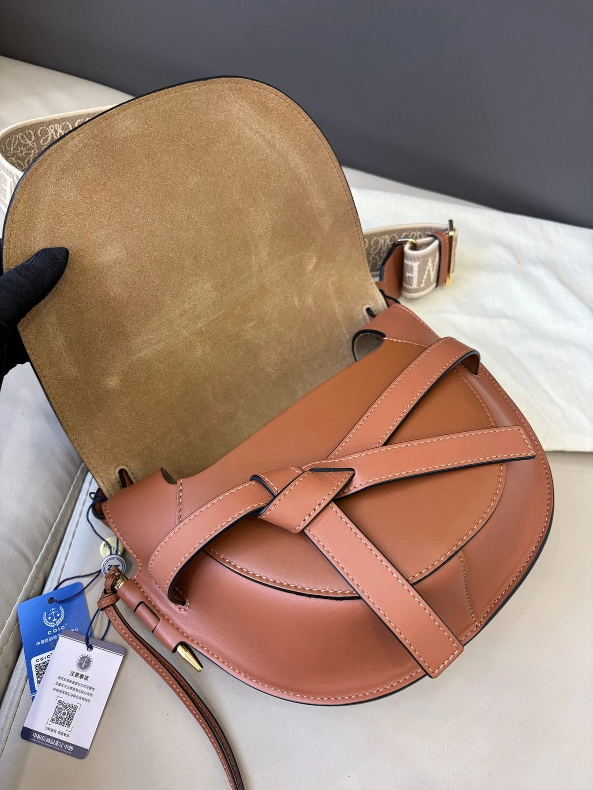 Excellent Loewe Gate PM Brown 2Way Shoulder Bag Crossbody Gold Hardware