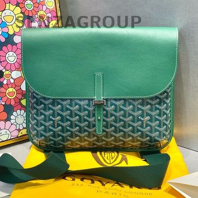 Goyard Coursier Messenger Bag Green Silver Buckle Women's Classic Shoulder Bag