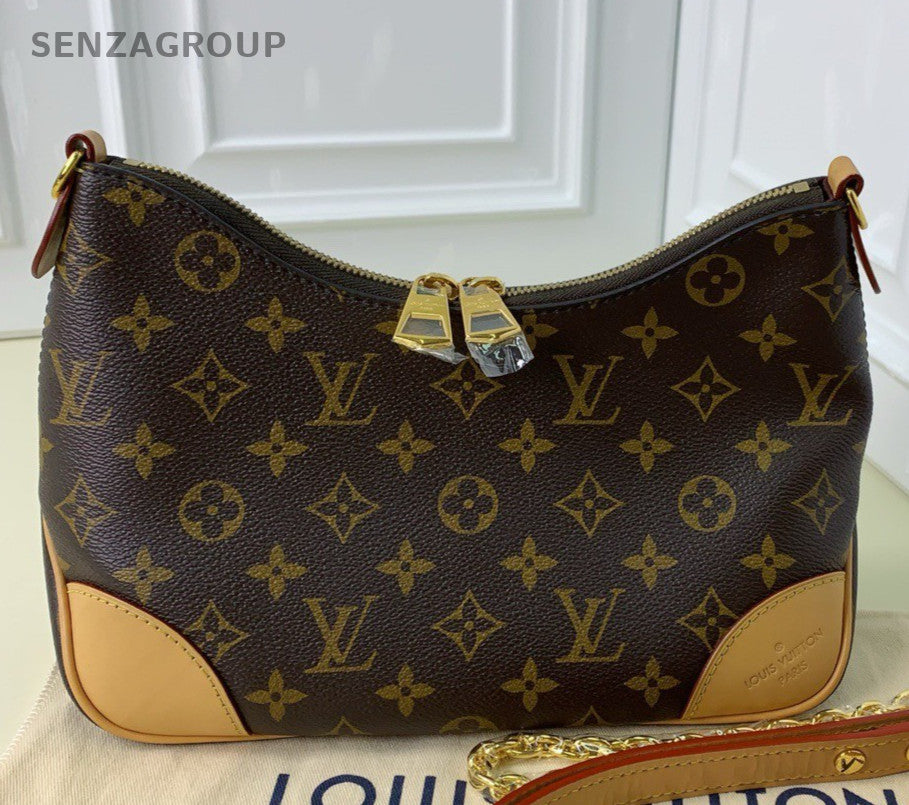 Louis Vuitton Monogram Chain Shoulder Bag Crossbody Brown Red Gold Women Classic