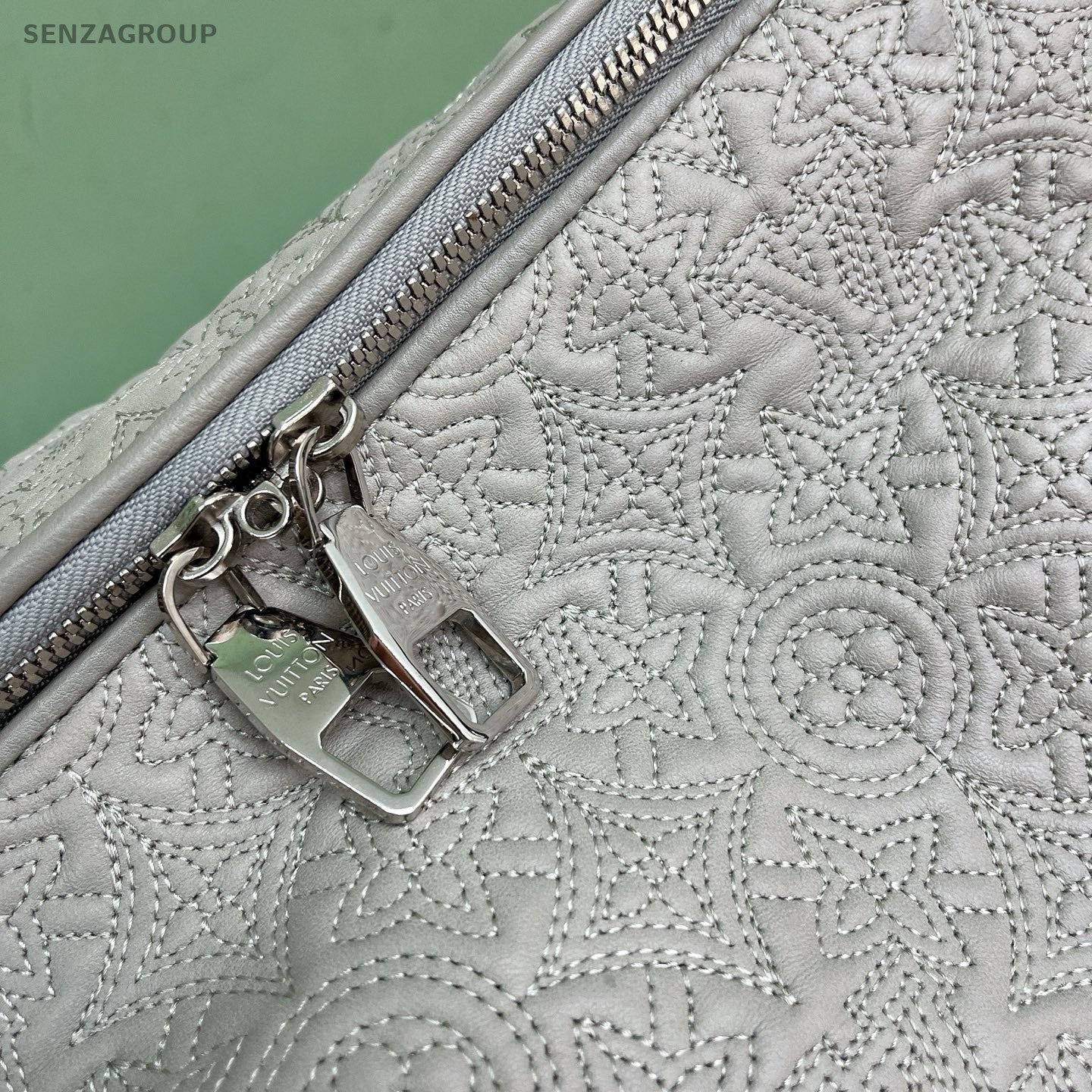 Louis Vuitton Embroidered 2Way Top Handle Shoulder Bag Gray Silver Women Classic