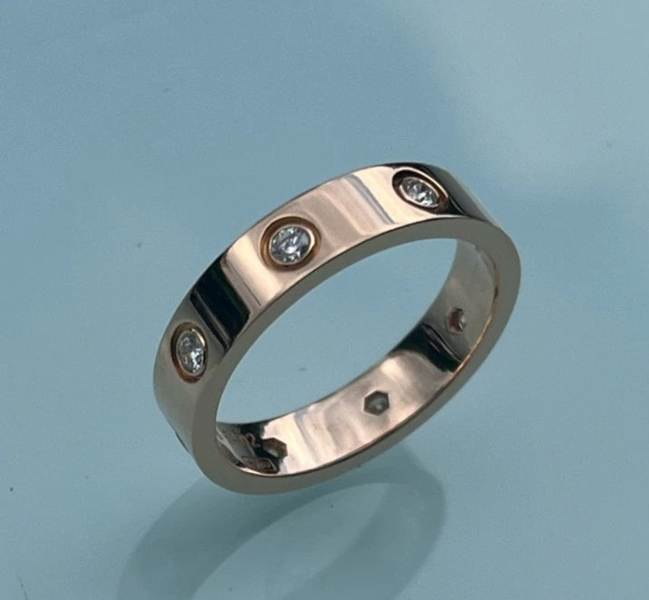 Cartier love Narrow Band Ring 18K Rose Gold 8 diamonds EU50/US5.25