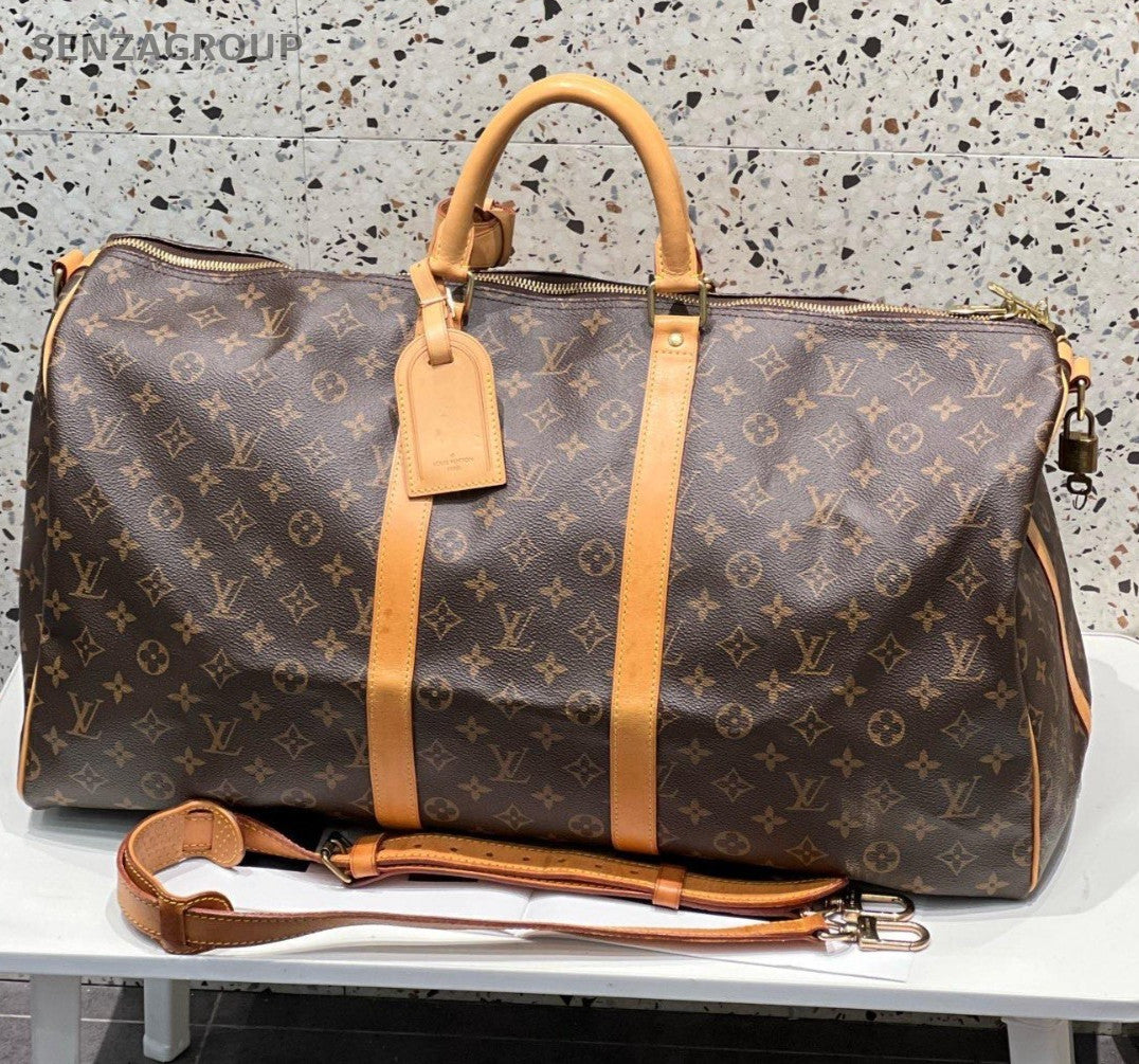 Louis Vuitton Keepall Monogram Macassar Top Handle Bag Crossbody Unisex Adults