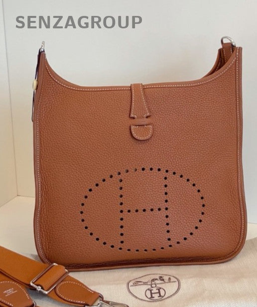 HERMES Evelyne29 Shoulder Bag Crossbody Brown Silver Used Women Classic