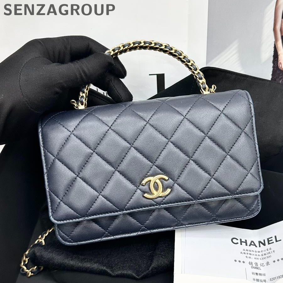 Chanel Classic Quilted WOC Chain Bag Blue Gold - Timeless Women's Style
