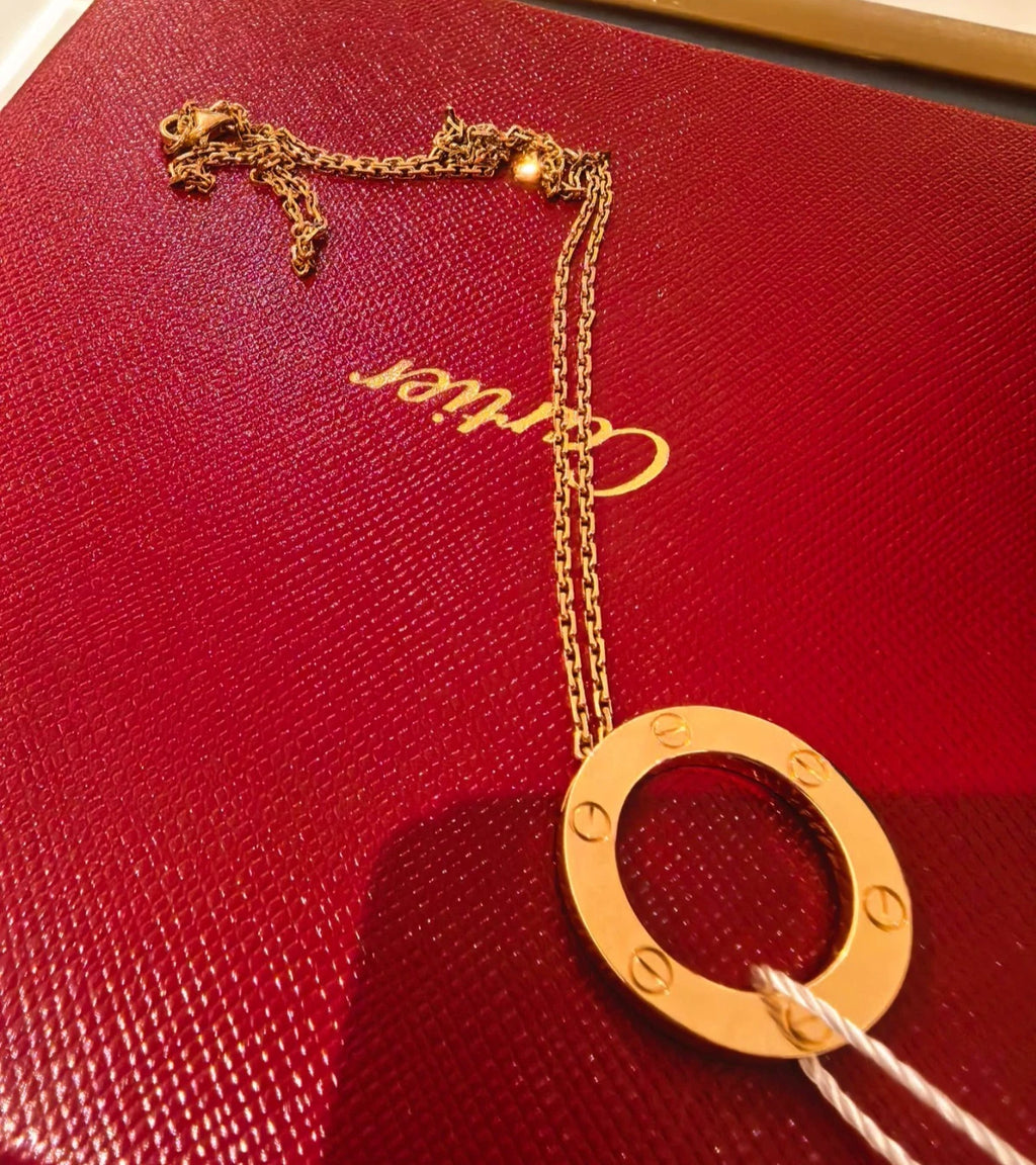 Cartier Love Necklace 18k Rose Gold Round Pendant 42cm/16.54in Jewelry