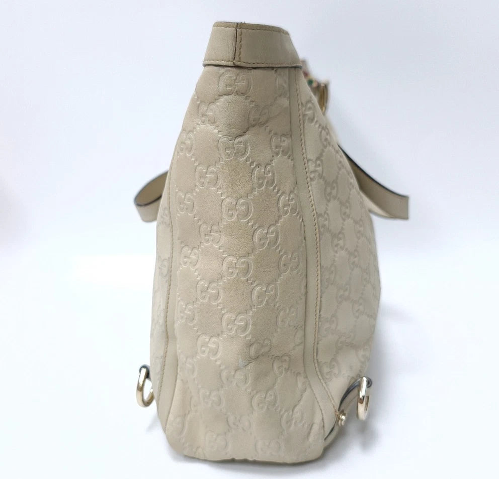 Gucci Abbey D-Ring Tote Handbag Shoulder Bag Ivory Gold Women Classic