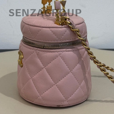 Chanel Mini Classic Flap Bag Pink Gold Lambskin Chain Shoulder Bag