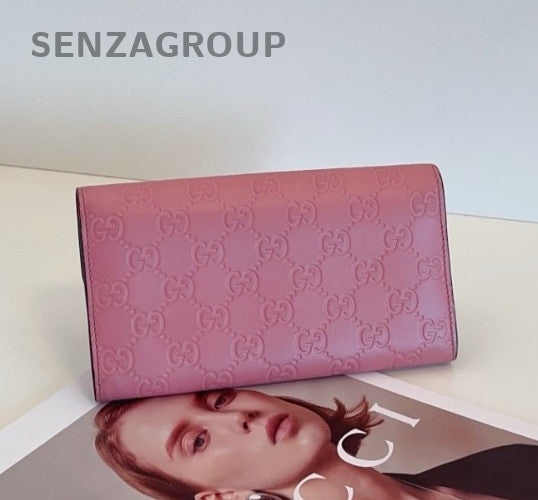 Gucci GG Marmont Long Wallet Clutch Pink Gold Used Women Classic