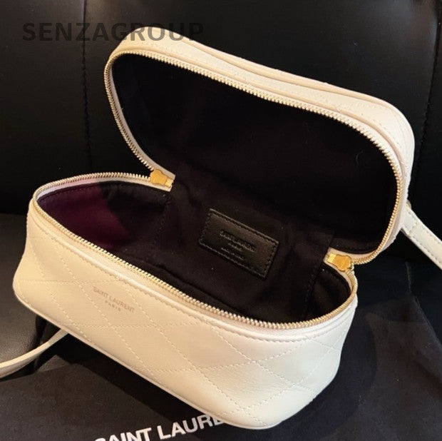 Saint Laurent Diamond Mini Top Handle Bag Crossbody White Gold Women Classic