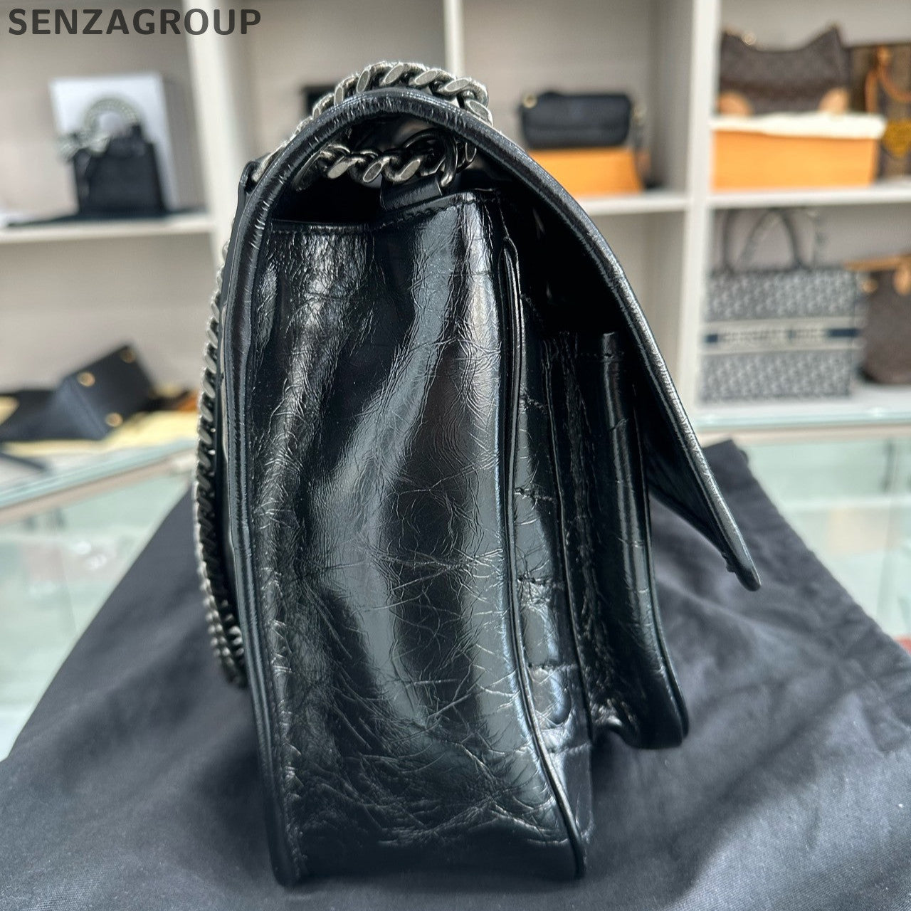 Saint Laurent YSL Niki Large Chain Shoulder Bag Black Silver Classic