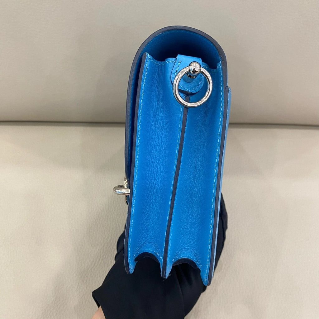 Hermes Roulis19 Women Blue Leather Shoulder Crossbody Bag