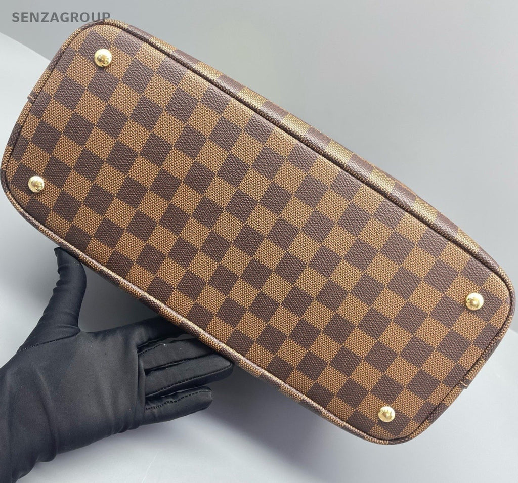 Louis Vuitton Kensington Damier Top Handle Bag Brown Gold Women Classic