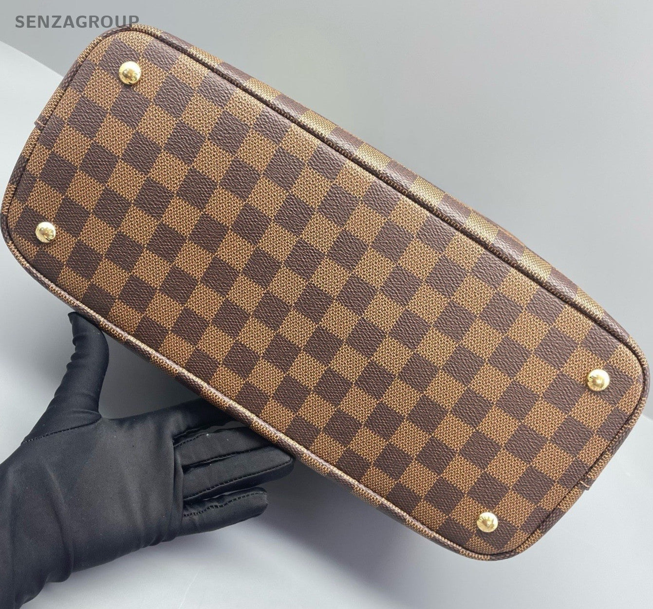 Louis Vuitton Kensington Damier Top Handle Bag Brown Gold Women Classic