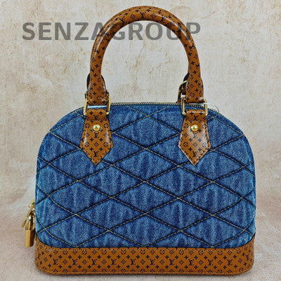 Louis Vuitton Denim Alma BB Blue Gold Handbag Crossbody Women Fashion