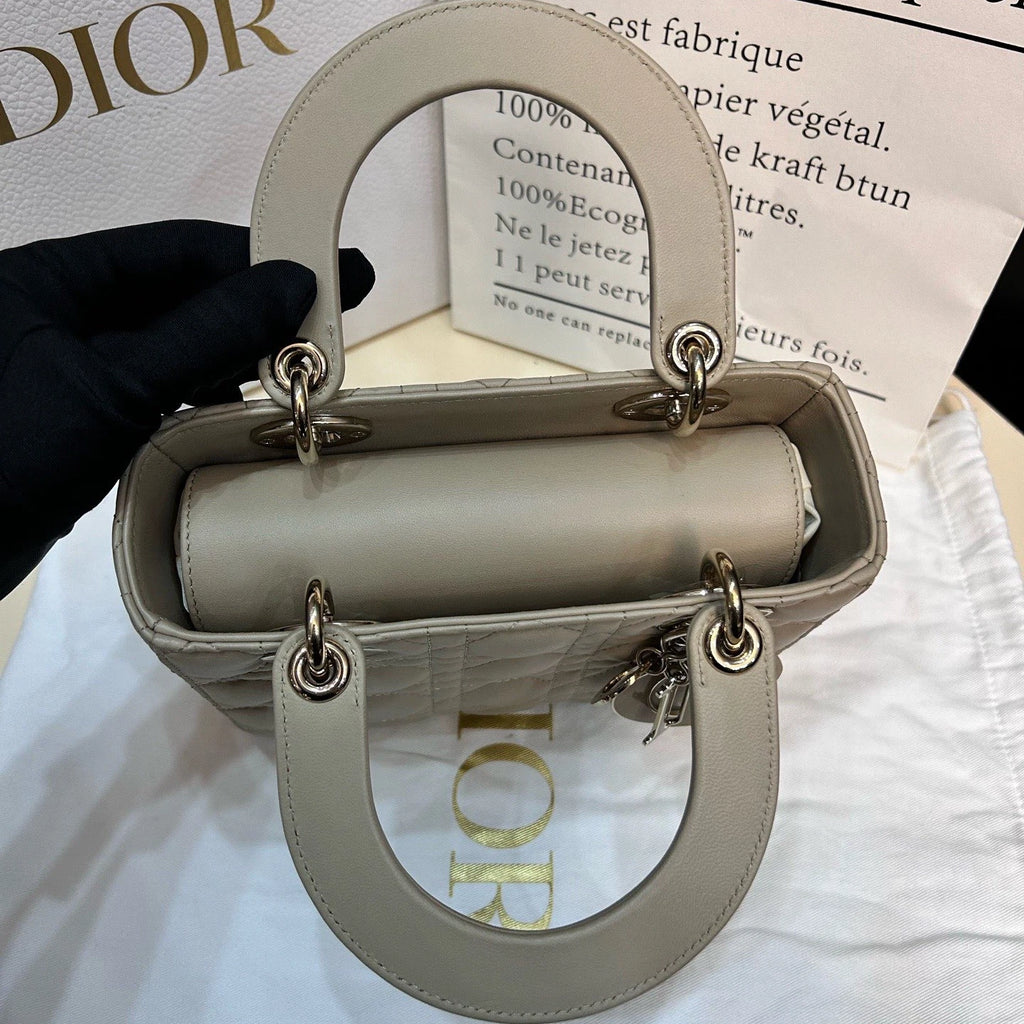 Dior Lady Dior Lambskin Beige Crossbody Handbag Excellent