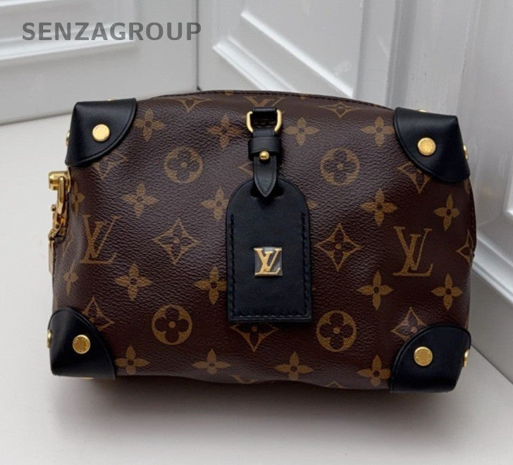 Louis Vuitton Petite Malle Monogram Chain Shoulder Bag Crossbody Brown  Women