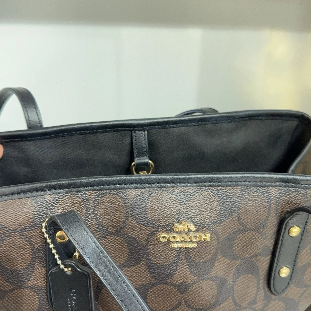 Coach Brown Monogram Canvas Tote Handbag Shoulder Bag for Women