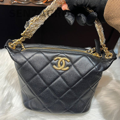 Chanel Black Gold Quilted Hobo Chain Shoulder Bag - Classic Fashion