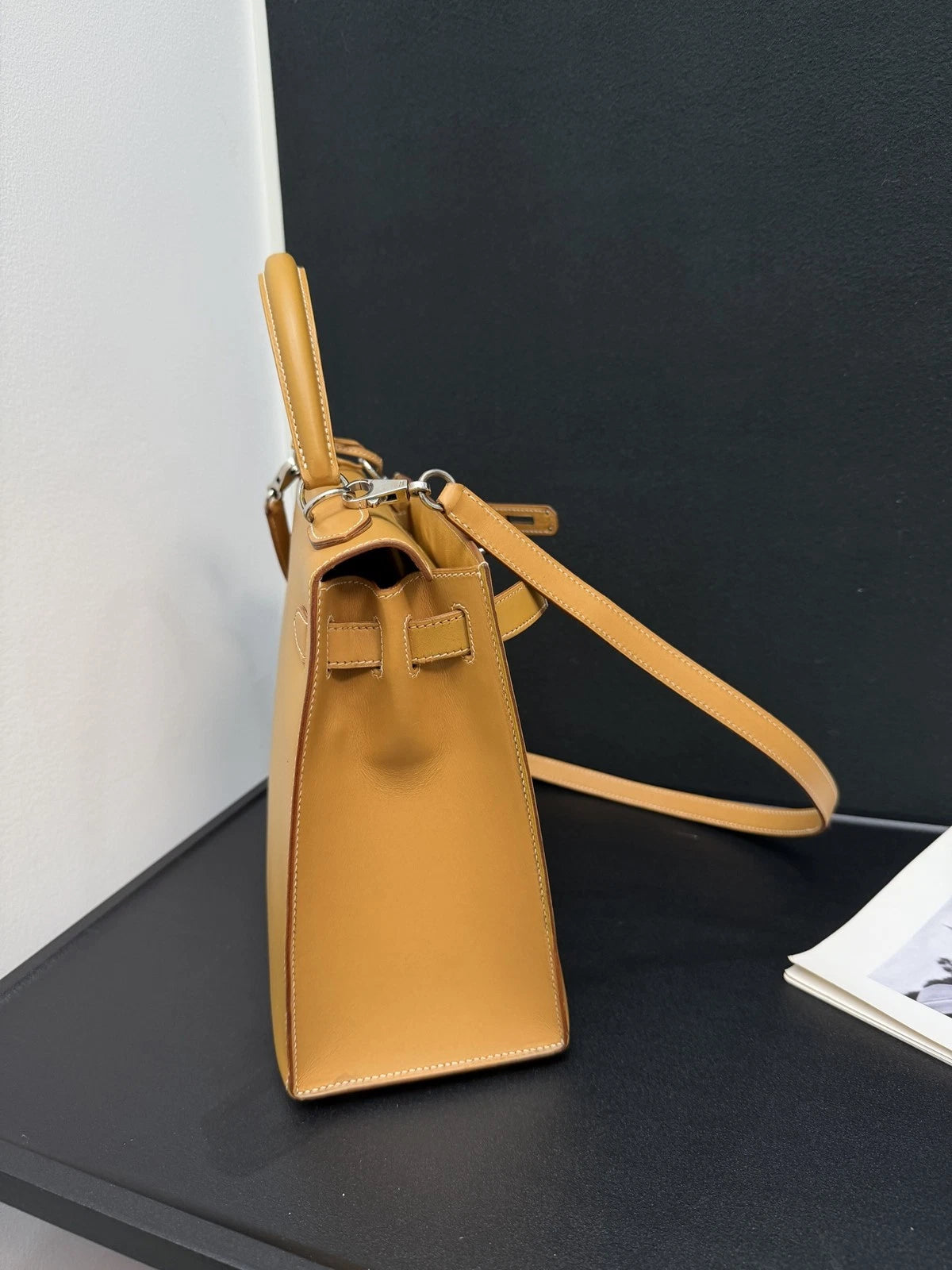 Hermes Kelly28 Top Handle Bag Crossbody Brown Used Women Classic Fashion