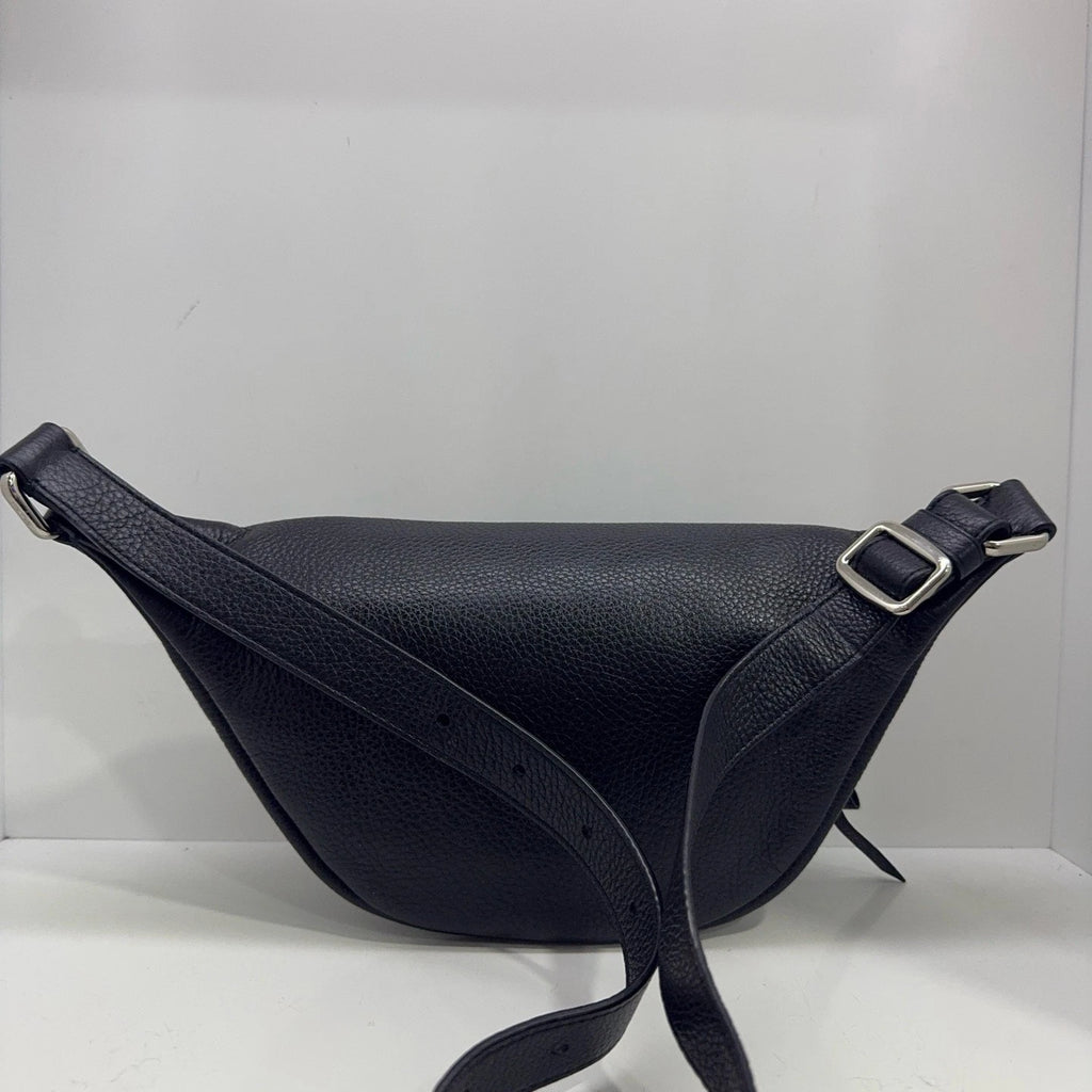 Coach Black Pebbled Leather Rivet Logo Zipper Waist Bag For Women