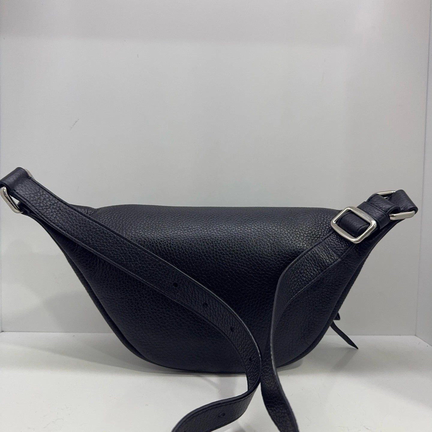 Coach Black Pebbled Leather Rivet Logo Zipper Waist Bag For Women