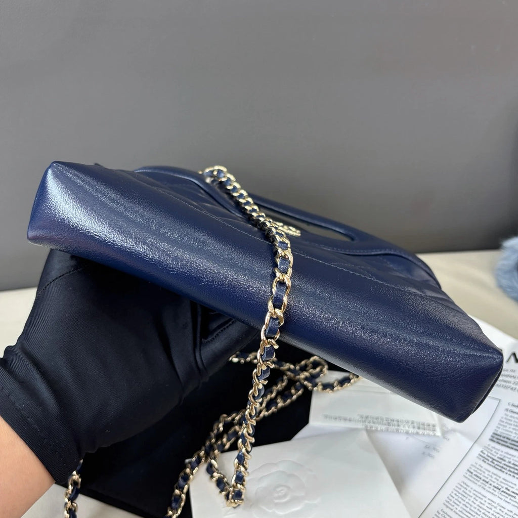 Chanel 31Bag Nano Chain Top Handle Crossbody Blue Gold Diamond Women Classic