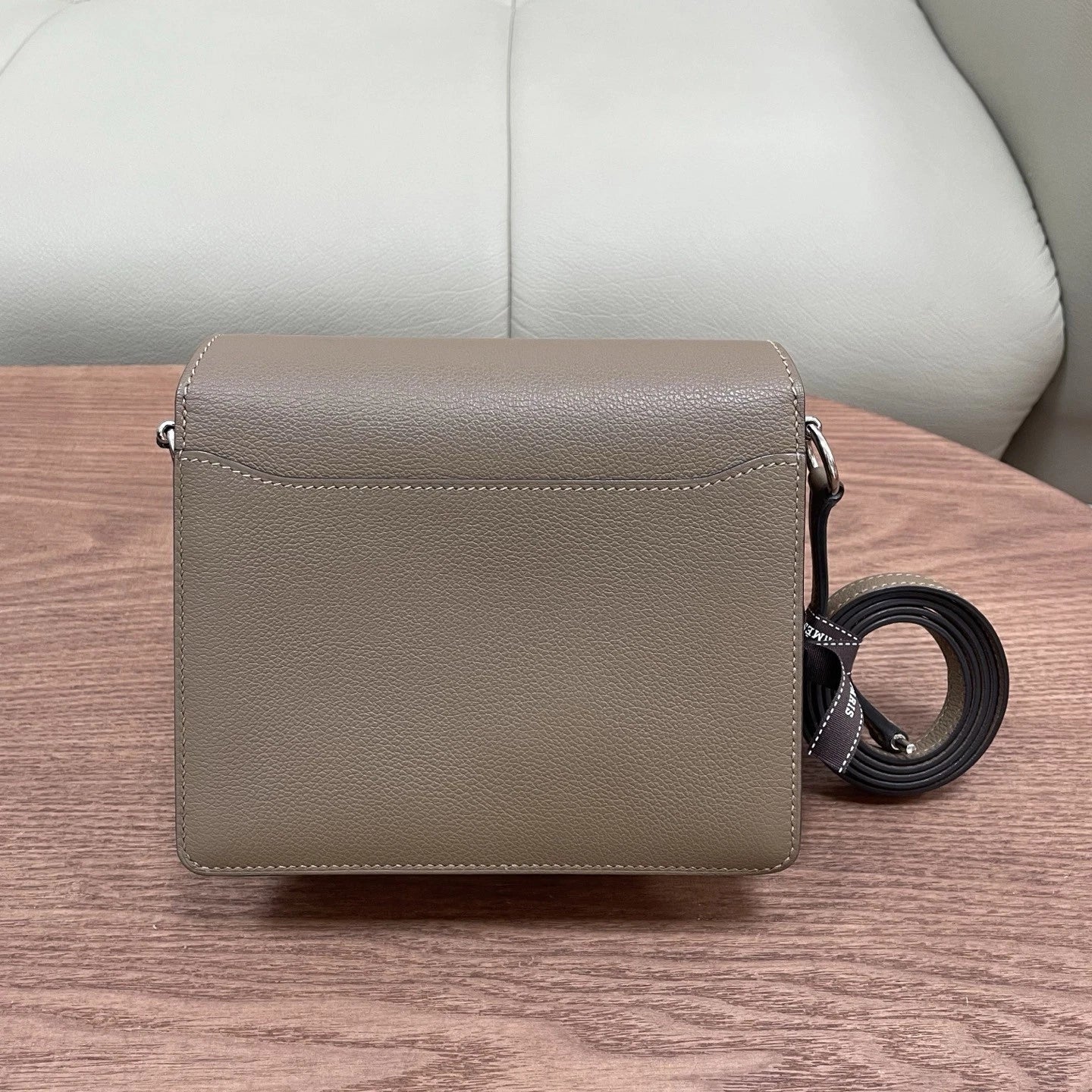 Hermes Roulis19 Evercolor Shoulder Bag Crossbody Gray Silver Women Classic
