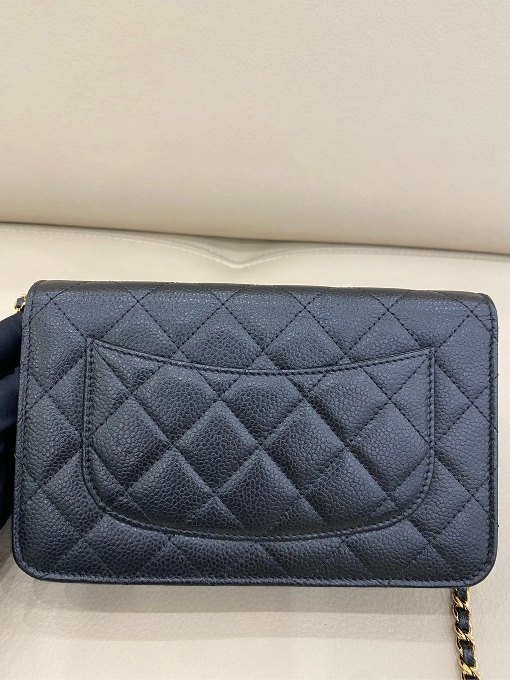 CHANEL Black Leather WOC Chain Crossbody Bag For Women