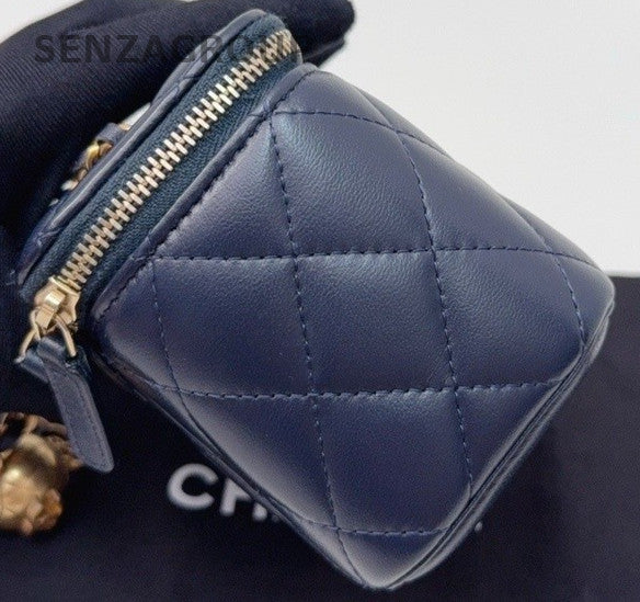 Chanel Vanity box mini 2ways Crossbody Shoulder Bag Women Blue