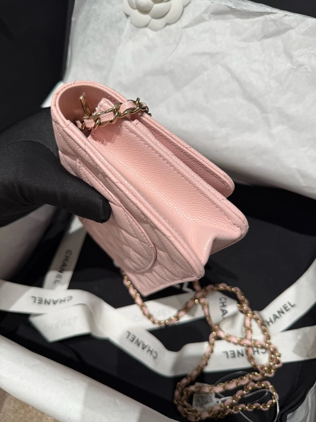 New CHANEL Sakura Pink WOC Crossbody Bag For Women