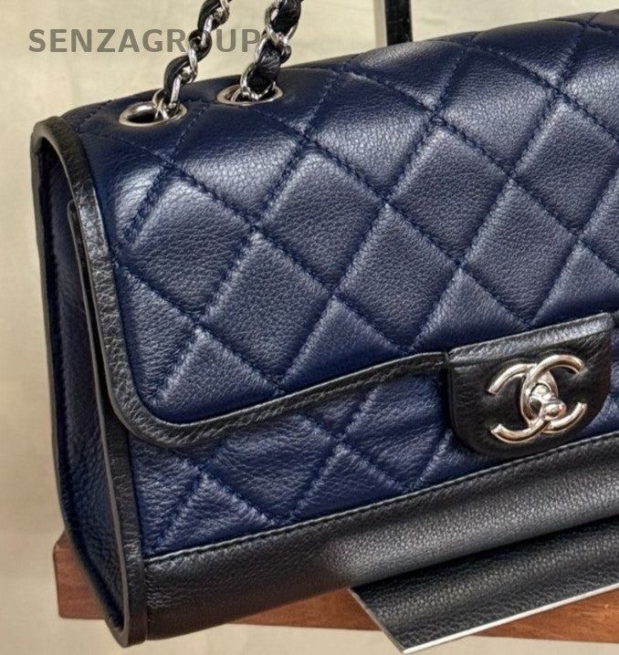 Chanel Classic Flap Chain 2Way Shoulder Bag Crossbody Blue Black Women Classic